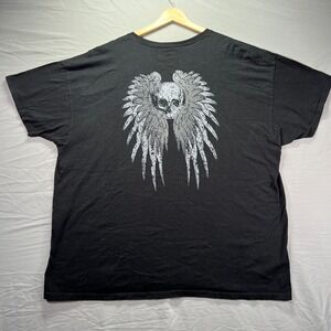 Black Canyon Shirt Mens 2XL Black Short Sleeve Skull Wings Grunge Angel of Death